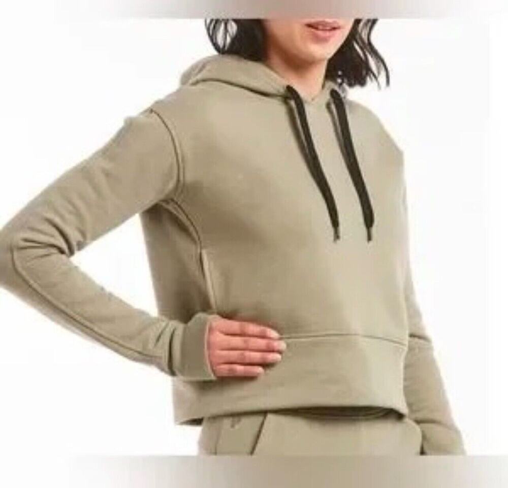 PUBLIC REC Luxe Fleece Cropped Hoodie Tan Beige Cream XL